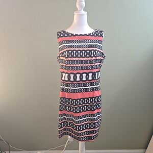 🩵 2/$10 or 3/$14  Evan Picone Black & Coral Midi Dress